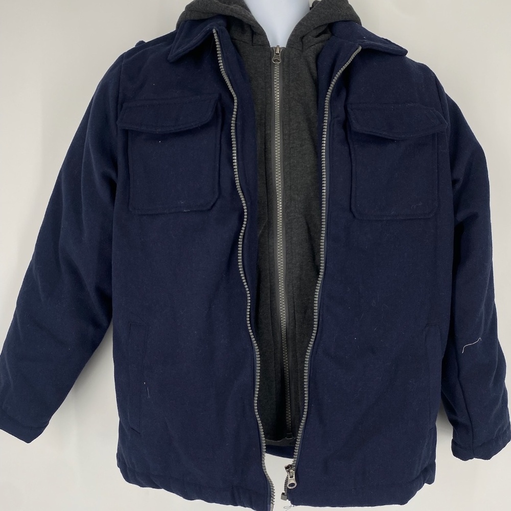 Pre-Owned IXTREME Outfitters Double Zip Hooded Jacket  Size14/16 Youth Blue/gray